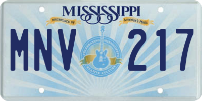 MS license plate MNV217