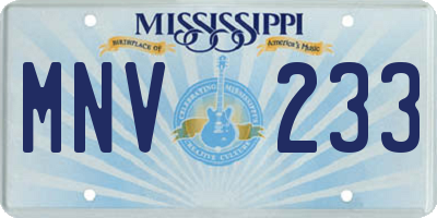 MS license plate MNV233