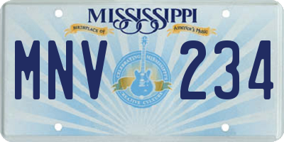 MS license plate MNV234