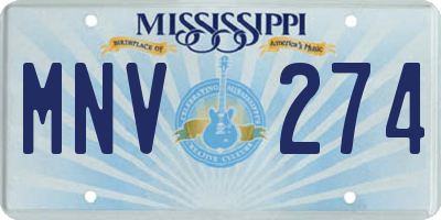 MS license plate MNV274