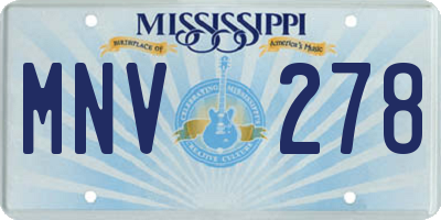 MS license plate MNV278