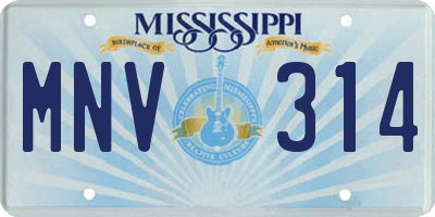 MS license plate MNV314