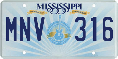 MS license plate MNV316