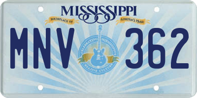 MS license plate MNV362