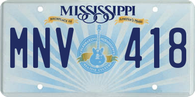 MS license plate MNV418