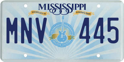 MS license plate MNV445