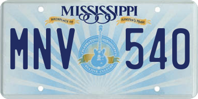 MS license plate MNV540