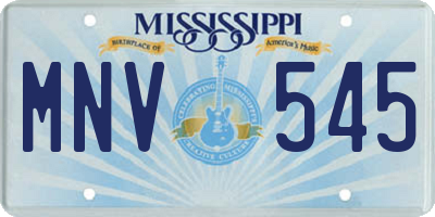 MS license plate MNV545