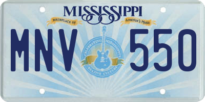 MS license plate MNV550