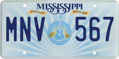 MS license plate MNV567