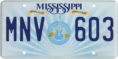MS license plate MNV603