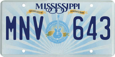 MS license plate MNV643