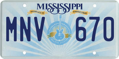 MS license plate MNV670