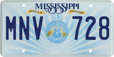 MS license plate MNV728