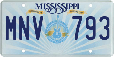 MS license plate MNV793