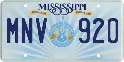 MS license plate MNV920