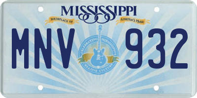 MS license plate MNV932
