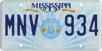 MS license plate MNV934