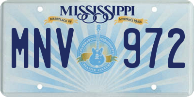 MS license plate MNV972