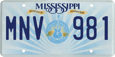 MS license plate MNV981