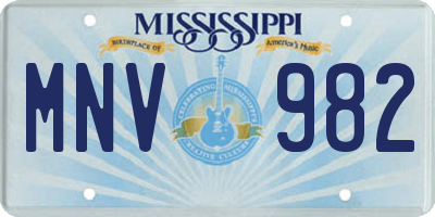 MS license plate MNV982