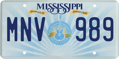 MS license plate MNV989