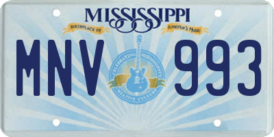 MS license plate MNV993