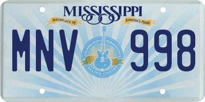 MS license plate MNV998