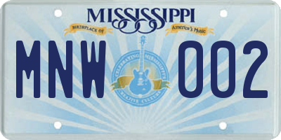MS license plate MNW002