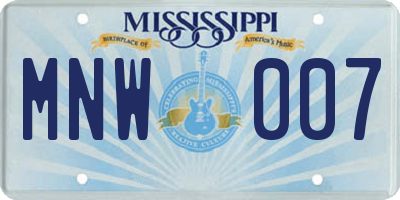 MS license plate MNW007