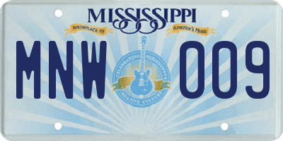 MS license plate MNW009