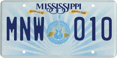 MS license plate MNW010