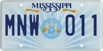 MS license plate MNW011