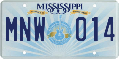 MS license plate MNW014