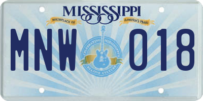 MS license plate MNW018