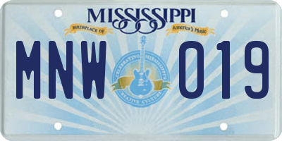 MS license plate MNW019