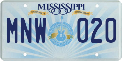 MS license plate MNW020