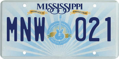 MS license plate MNW021