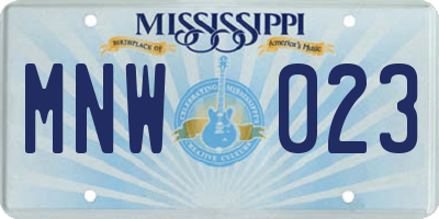 MS license plate MNW023