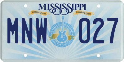 MS license plate MNW027
