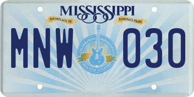 MS license plate MNW030