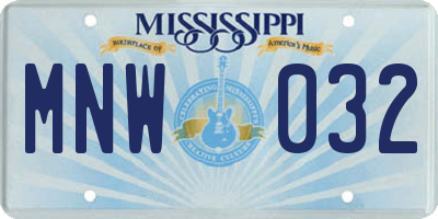 MS license plate MNW032
