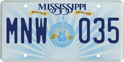 MS license plate MNW035