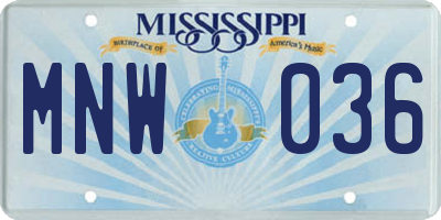 MS license plate MNW036