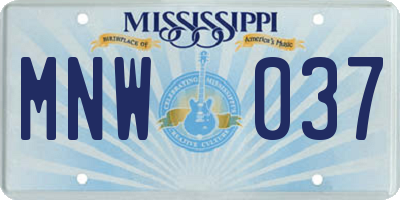 MS license plate MNW037