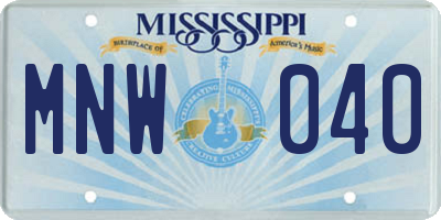 MS license plate MNW040