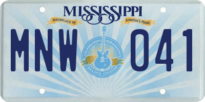 MS license plate MNW041