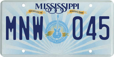 MS license plate MNW045