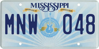 MS license plate MNW048
