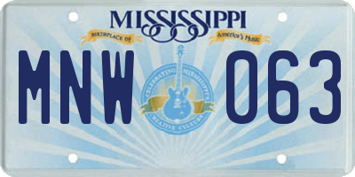 MS license plate MNW063